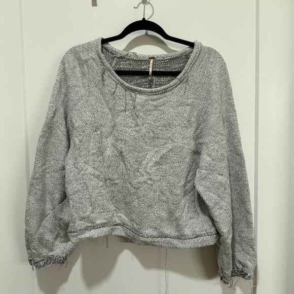 Free People Marled Distressed Slouchy Cropped Sweater M - Picture 1 of 6